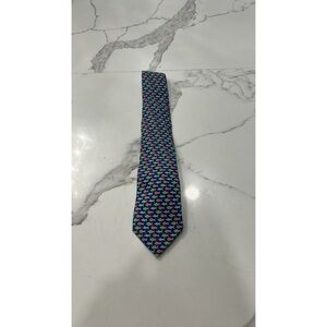 Vineyard Vines Men's Necktie Silk Fish Print Blue Pink‎ Green